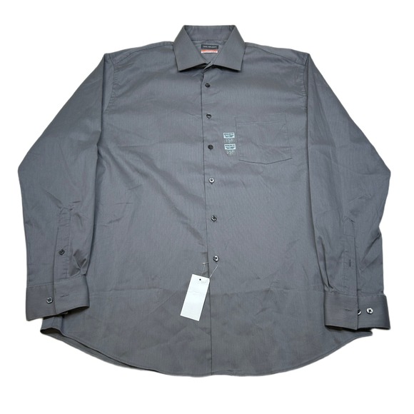 Van Heusen Steel Dress Shirt Mens Large 16-16.5 34/35 Stain‎ Shield Stretch NEW